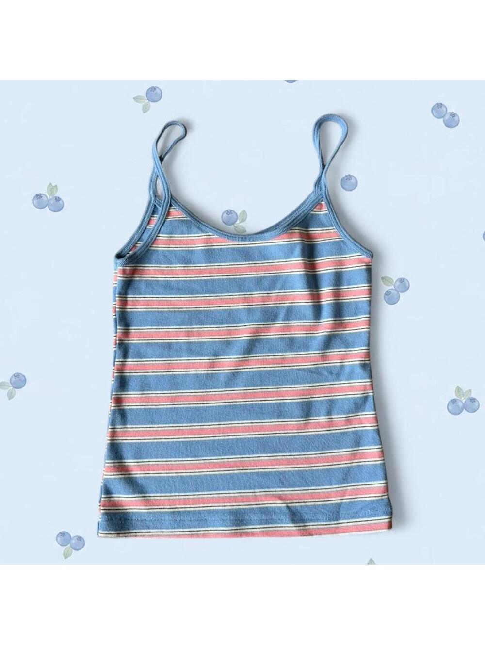 Brandy Melville pink and blue striped Skylar tank